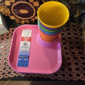 Stackable Plastic Plates & Cups Set